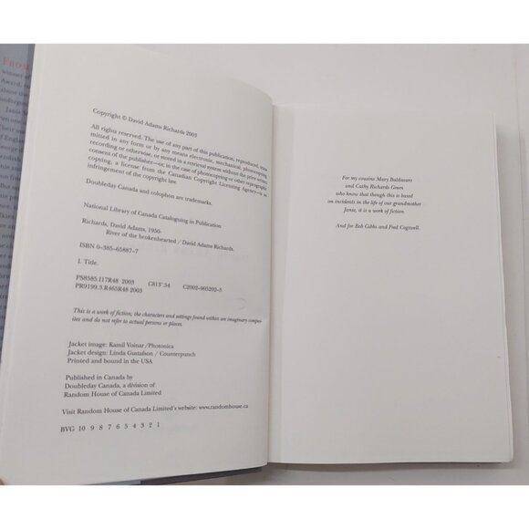 David Adams Richards River of the Brokenhearted 2003 Hardcover Fiction Novel - Picture 7 of 7